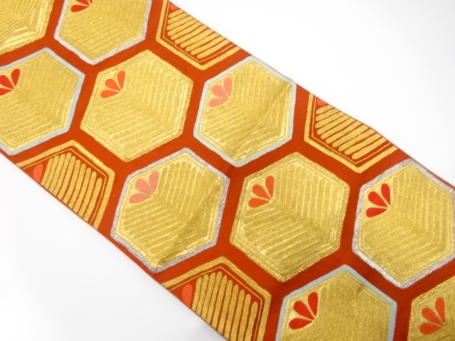 アンティーク　亀甲に若松模様織り出し袋帯（材料）